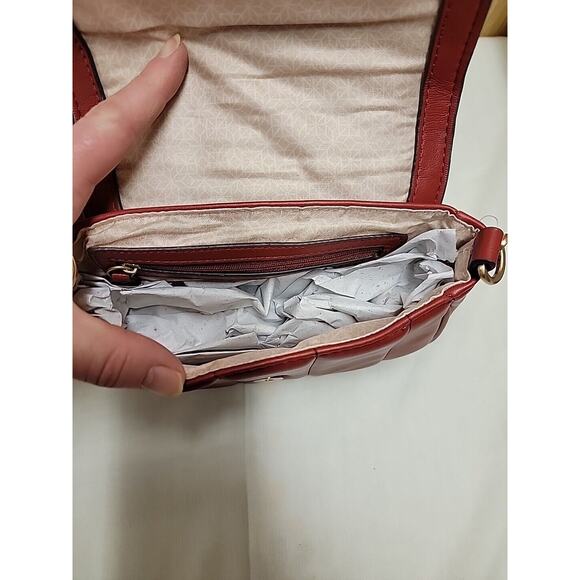 Time & Tru Small Quilted Satchel Flap Closure Handbag Shoulder Purse Red - Picture 5 of 5